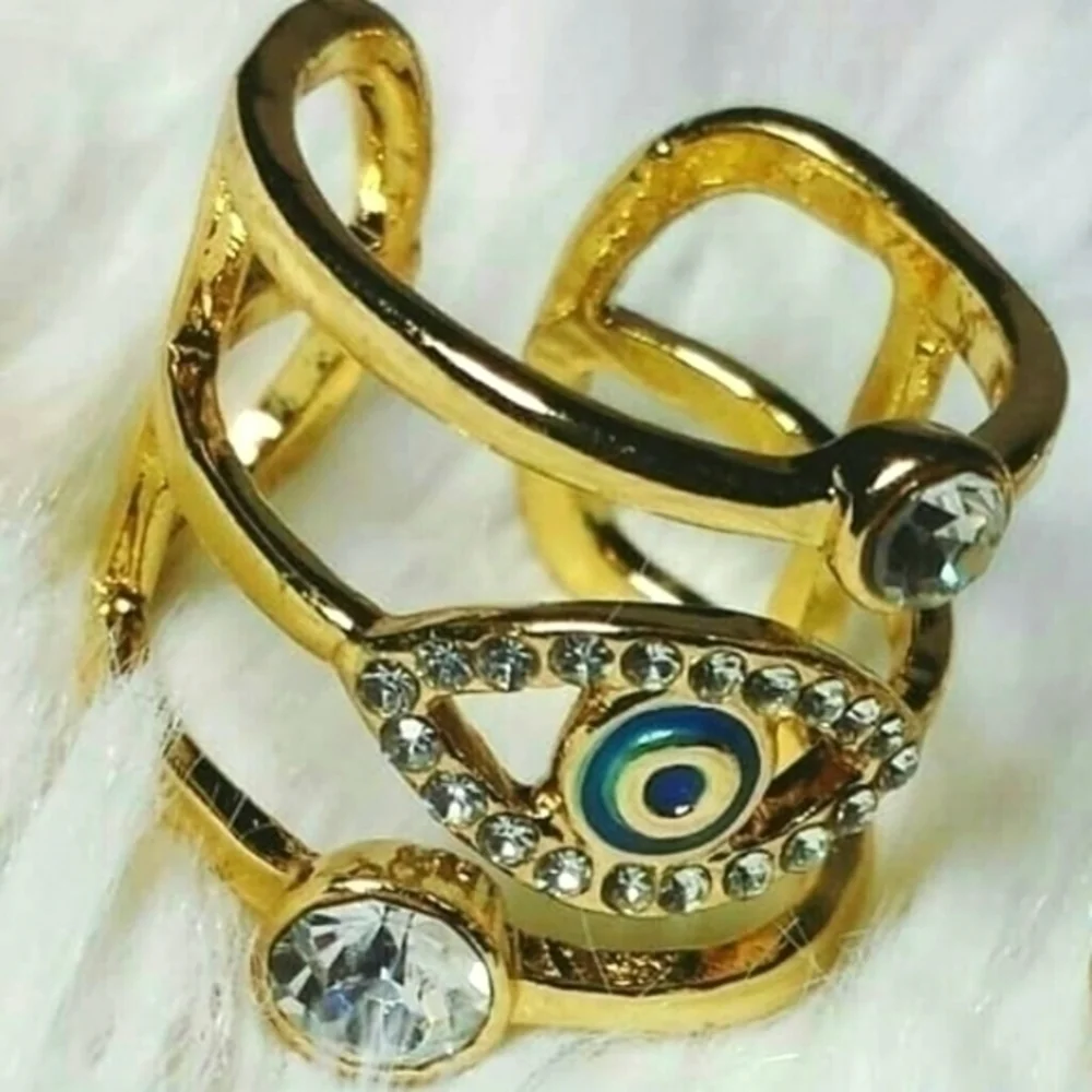 🛍Eye See All Gold Tone Stack Ring